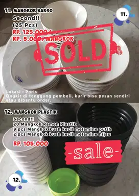 Mangkok beling dan plastik