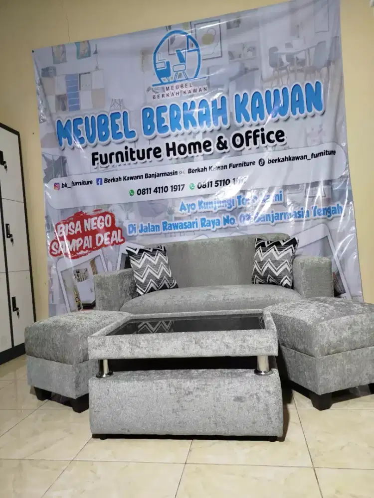Promo Sofa Minimalis Full Abu Cantik
