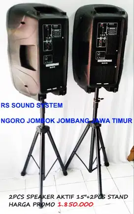 speaker aktif  sepasang lengkap stand