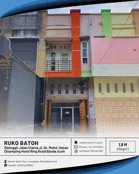 Dijual Ruko/Toko di Batoh Kota Banda Aceh Disamping Hotel Ring Road