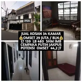 JUAL KOS KOST KOSAN KOSTAN 34 KAMAR DI CEMPAKA PUTIH JAKARTA PUSAT