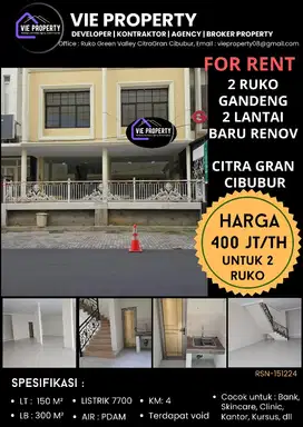 SEWA MURAH SIAP HUNI RUKO GANDENG LOKASI PREMIUM CITRAGRAN DEKAT MAL