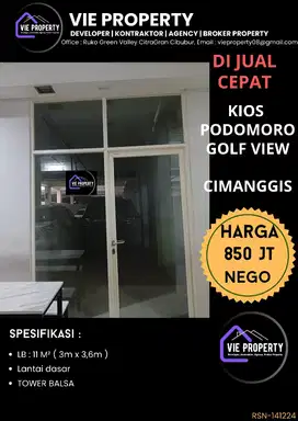 DIJUAL MURAH KIOS DI TOWER BALSA PODOMORO GOLFVIEW