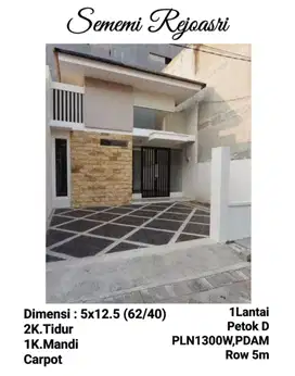 Rumah murah Sememi Benowo Surabaya Dijual cepat B.U Poll dkt SMAN 12