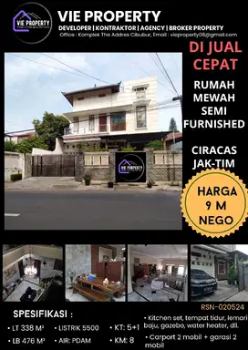 TURUN HARGA! DIJUAL RUMAH  MEWAH SEMI FURNISHED  DI CIRACAS JAKTIM