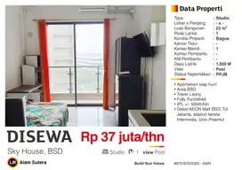 Disewa Apartmen Studio Furnished Lantai Dasar Dekat Aeon Mall BSD