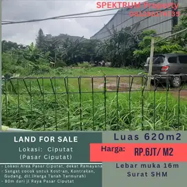 Tanah Termurah di Pasar Ciputat 620m2 Bagus untuk Kost-an, Gudang