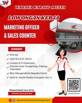 LOWONGAN SALES COUNTER & MARKETING