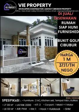 MURAHH, RUMAH RAPI SIAP HUNI DISEWAKAN FURNISHED DI BUKIT GOLF CIBUBUR