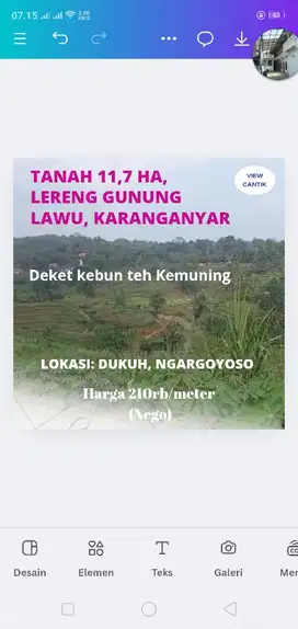 Tanah subur lereng gunung Lawu, di atas 500 mdpl, dkt Kemuning