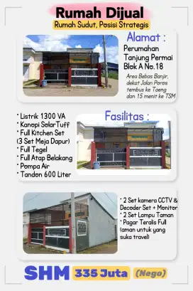 Rumah dijual di Perumahan Tanjung Permai Barombong