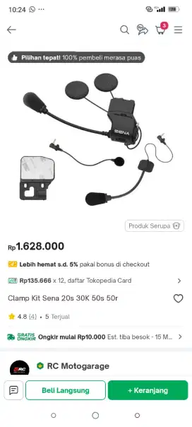 Clamp Kit Sena 30k 50s with Sena HD speaker