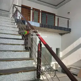 Railing tangga stainless kaca tempred