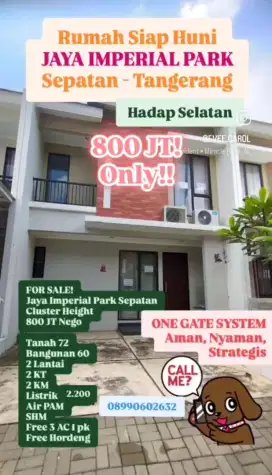 Rumah Siap Huni 2 lt BU, hanya 800jt