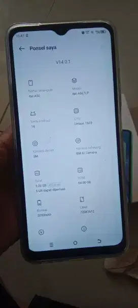 Jual aja itel a 50 baru 2minggu pakai