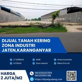 Dijual Tanah Industri 3.486 m² di Jaten – 2 Menit dari Exit Tol