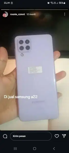 Samsung A22 fullset garansi resmi