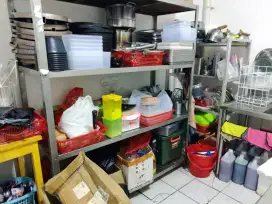 Rak stainless tebal kokoh bekas resto