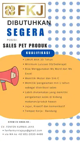 Sales Pet Produk