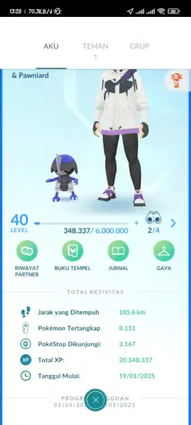 Akun pokemon Go lv 40 painward