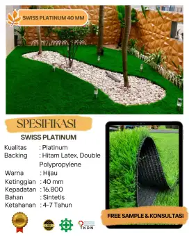 Rumput sintetis tipe swiss platinum 4 cm