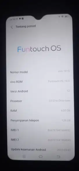 jual aja bu vivo 1915 kelengkapan hp +dus chargernya udah ngga ori