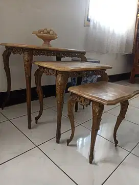 BARANG ANTIK - Meja Antik Isi 3 Krem