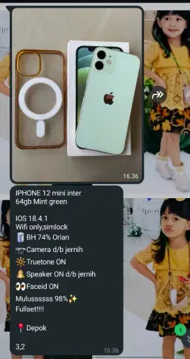 Di jual iphone 12 intel 98% masih mulus full set + dapet casing hp nya