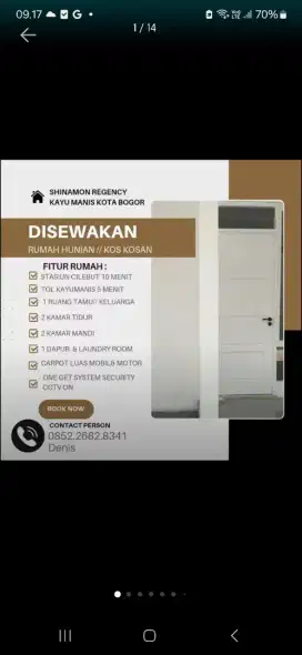 Disewakan/dikontrakan rumah 1 lantai (bangunan baru).