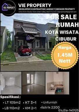 Di Jual Rumah Cantik Baru Renovasi. Kota Wisata Cibubur.