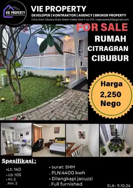 Di Rumah Cantik Di lengkapi jacuzzi. Hunian Asri CitraGran Cibubur.