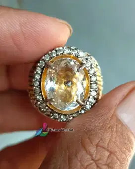 Batu Cincin Akik Permata Natural White Topaz Colorless Topaz