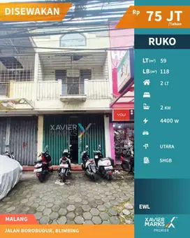 *Disewakan Ruko Di Jalan Raya Borobudur, Depan Pasar Blimbing, Malang