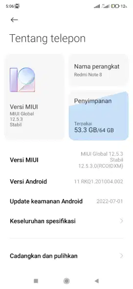 Jual redmi note 8 ram 4+1/64gb second hp+charger aja