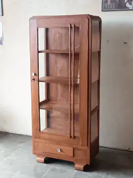 Lemari Pajang Display Artdeco 3 Kaca Original Lawas Jadul