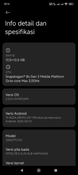 Poco F6 Ram 12 Intenal 512