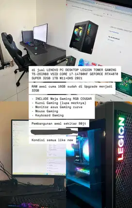 Lenovo PC Dekstop Legion Tower Gaming T5-261RB8 V5ID Core-I7