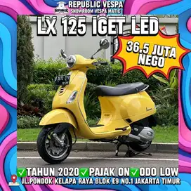 Dijual cepat Piaggio Vespa LX IGET 125 LED TH 2020 warna Kuning