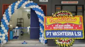 Paket lengkap dekorasi grand opening balon rangkaian bunga Jember