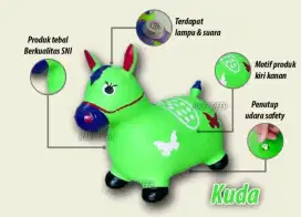 Mainan jumping kuda karet (warna biru)
