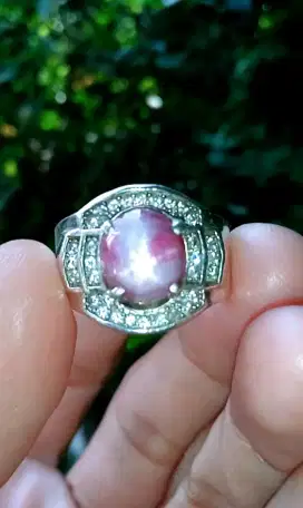 RUBY STAR TAJEM BIRMA RING PERAK MICROSETING KODE 925.