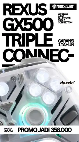 REXUS GX300 GAMEPAD TRIPLE CONNECTION WIRELESS BLUETOOTH HALL EFFECT