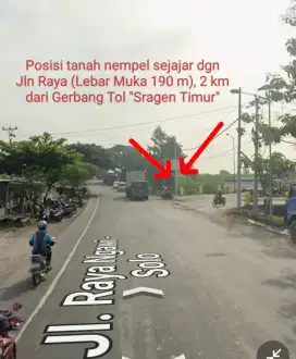 Dijual tanah strategis 8000m2 nempel jln raya propinsi (Sragen-Ngawi)