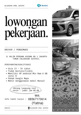 LOWONGAN KERJA DRIVER