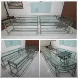 Jual murah meja kantor kaca satu set seperti di foto,normal,7,9jt nego