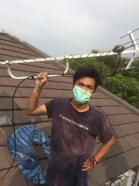Pasang Baru Antena tv Plus Tiang Besi