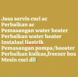 Jasa service cuci ac bongkar pasang AC water heater pompa air/booster