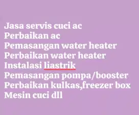 Jasa service cuci ac bongkar pasang AC water heater pompa air booster