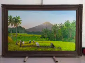 Lukisan kanvas pemandangan panen