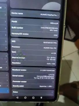 Huawei Matepad Pro 2019 4G LTE Ex Resmi 6/128 GB